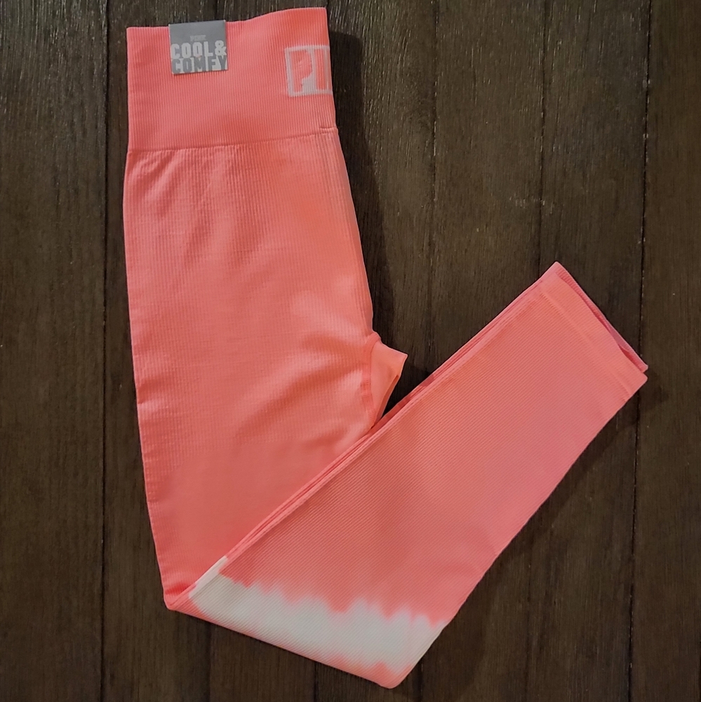 COPY - NWT PINK Seamless Ribbed Neon Peach Tie Dye Workout Tights